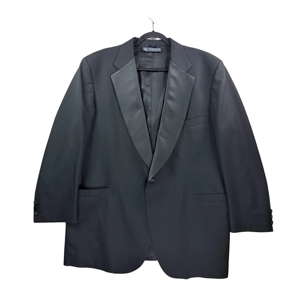 Brooks Brothers Tuxedo‎ Jacket Mens 46L Black Good Wool Peak Lapel With Bow Tie